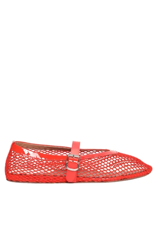 Leather-trimmed Fishnet Ballet Flats sold by Runaway Catalog