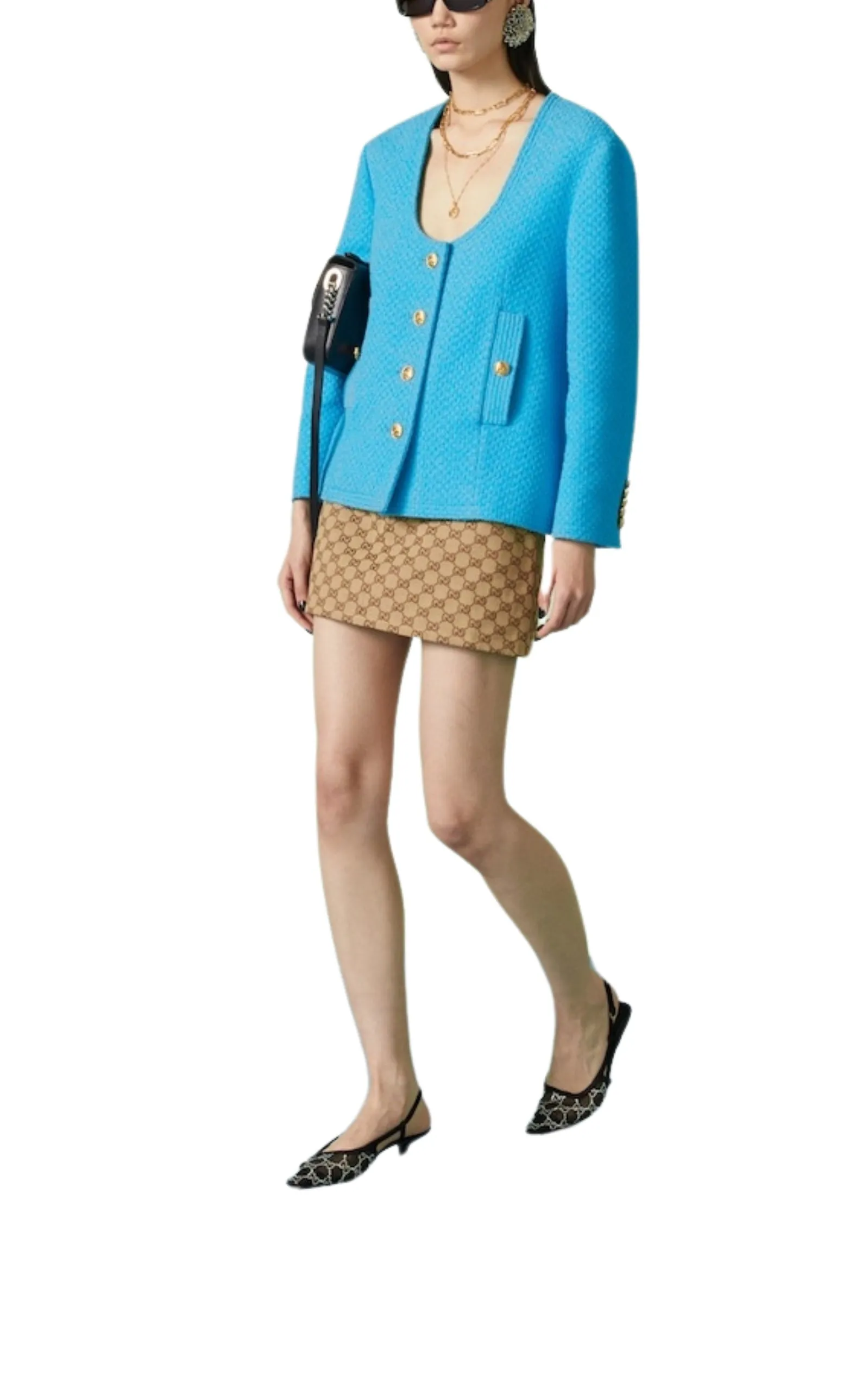 Blue Turquoise Cotton Tweed Jacket sold by Runaway Catalog product image thumbnail 2