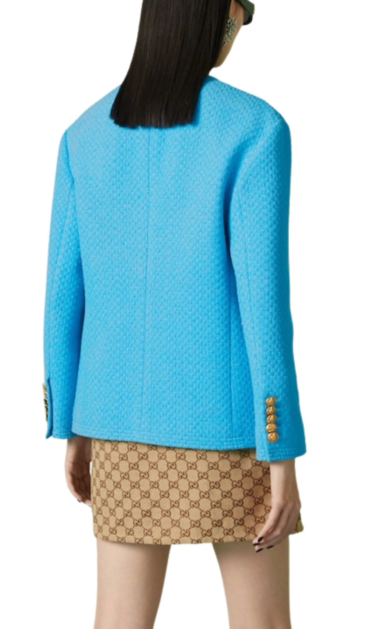 Blue Turquoise Cotton Tweed Jacket sold by Runaway Catalog product image thumbnail 4