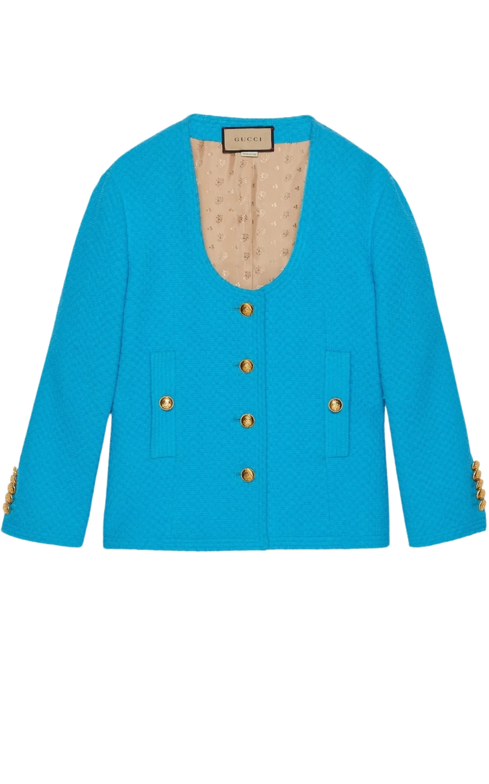 Blue Turquoise Cotton Tweed Jacket sold by Runaway Catalog