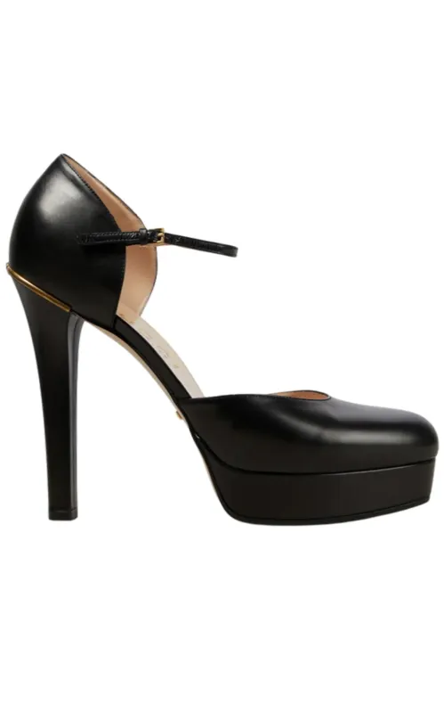 Black Leather Buckle Pumps sold by Runaway Catalog