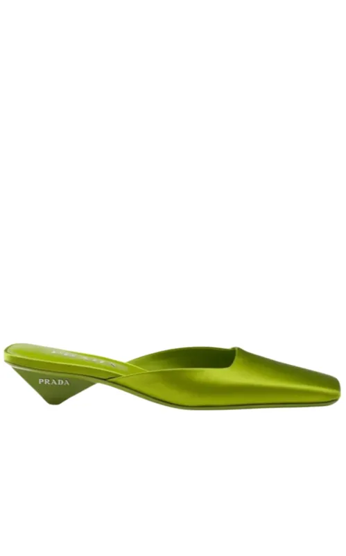 Green Satin Mules Loafers sold by Runaway Catalog