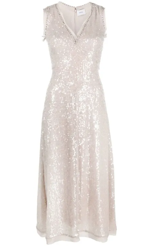 Denise Crystal Embellished Sequin Midi Dress sold by Runaway Catalog