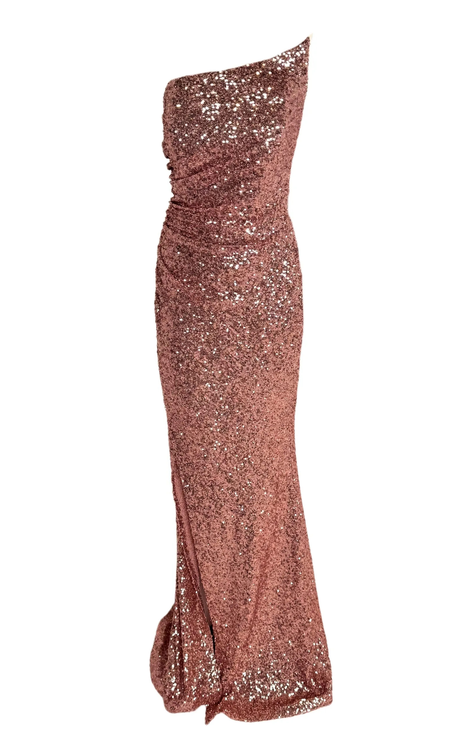 Rose Gold Sequin Asymmetric Bustier Cocktail Prom Dress sold by Runaway Catalog