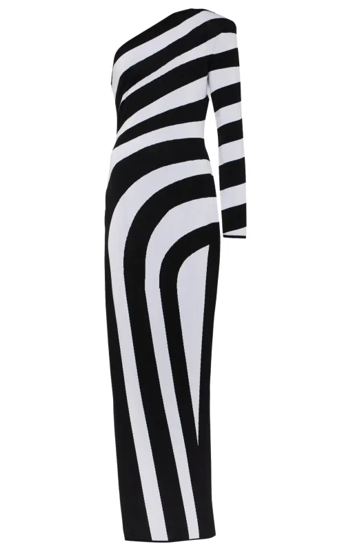 Asymmetrical Striped Knit Maxi Dress sold by Runaway Catalog