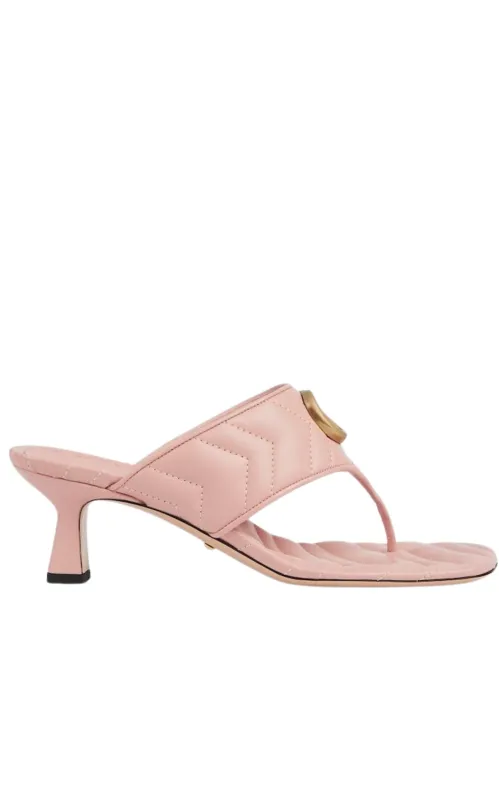 Double-G Thong Marmont Leather Sandal in Pink made by Gucci