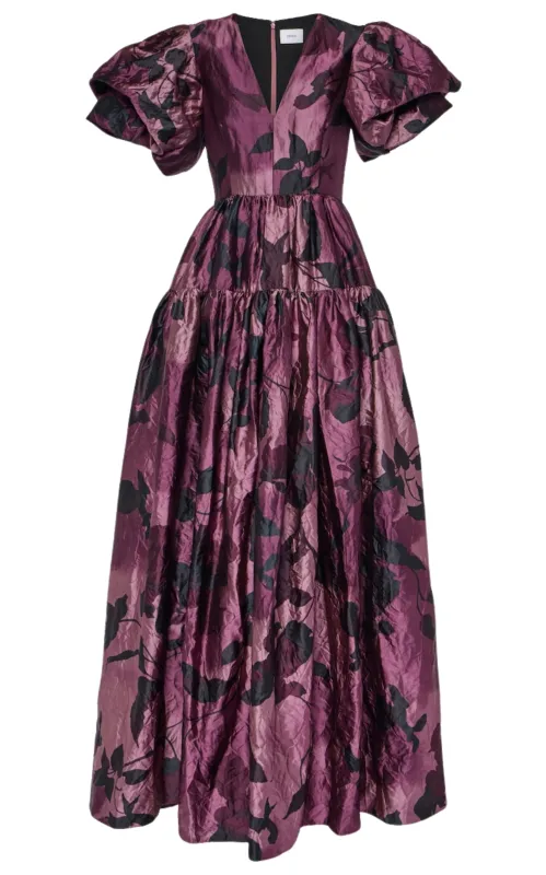 Purple Floral Satin Gown sold by Runaway Catalog