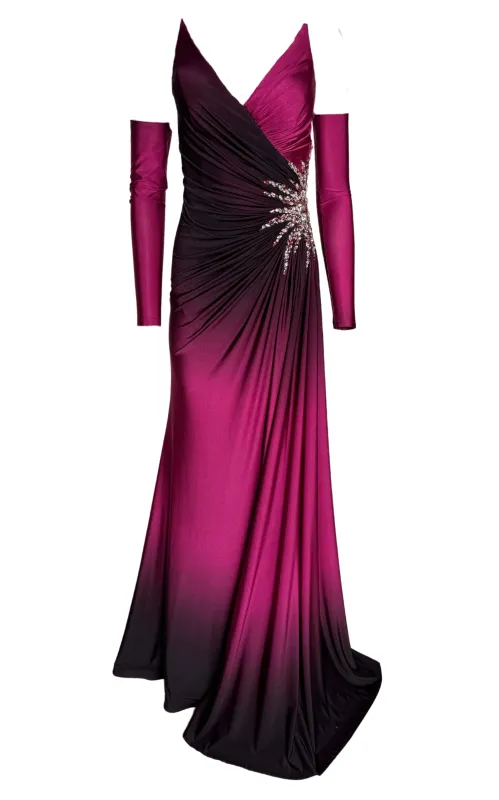 Rhinestone Embellished Burgundy Ombre Party Dress to Impress made by Runaway Catalog