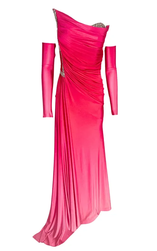 Rhinestone Embellished Pink Ombre Gown made by Runaway Catalog