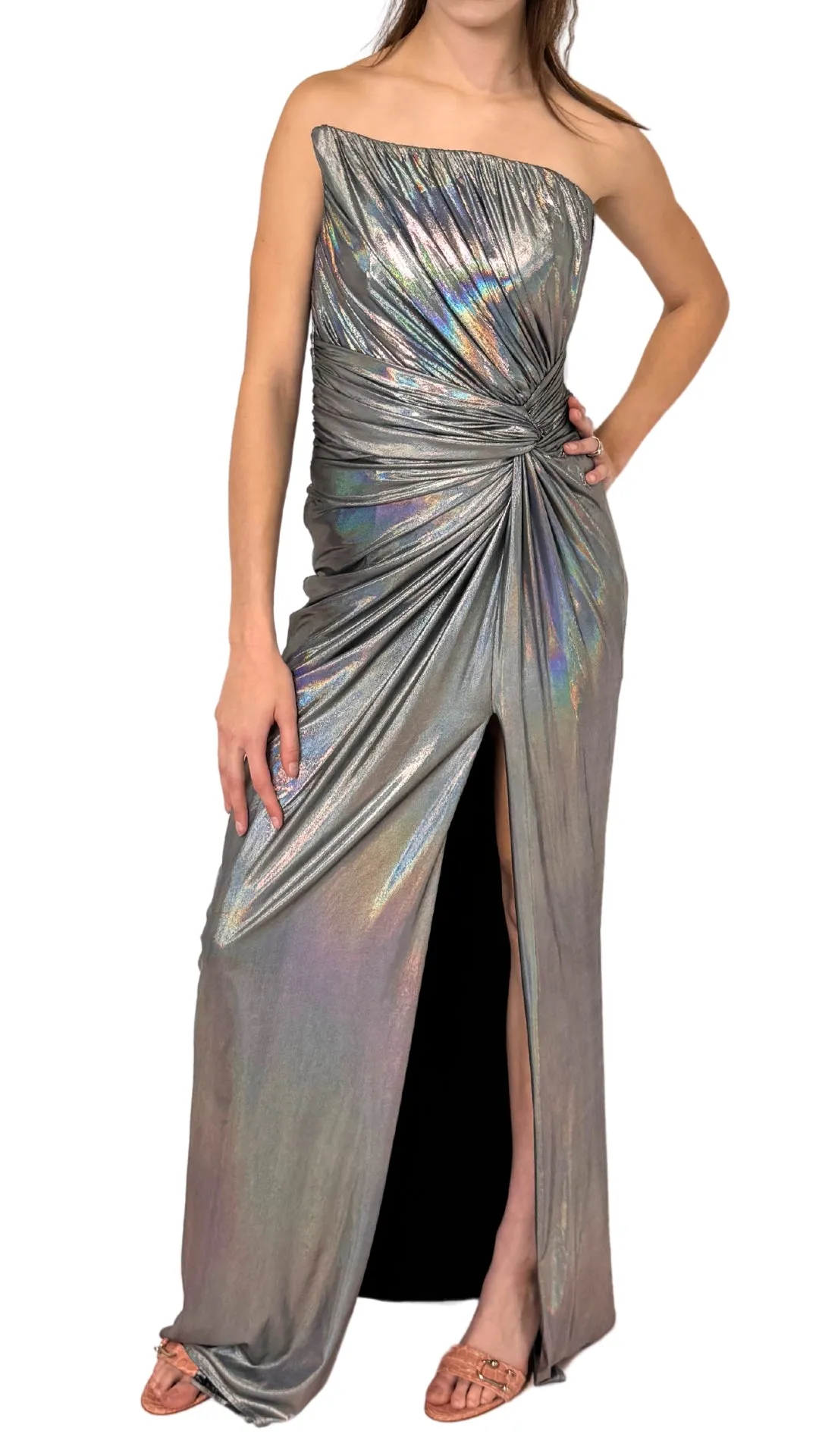 Silver Metallic Cocktail Prom Dress sold by Runaway Catalog product image thumbnail 2