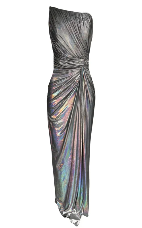 Silver Metallic Cocktail Prom Dress sold by Runaway Catalog