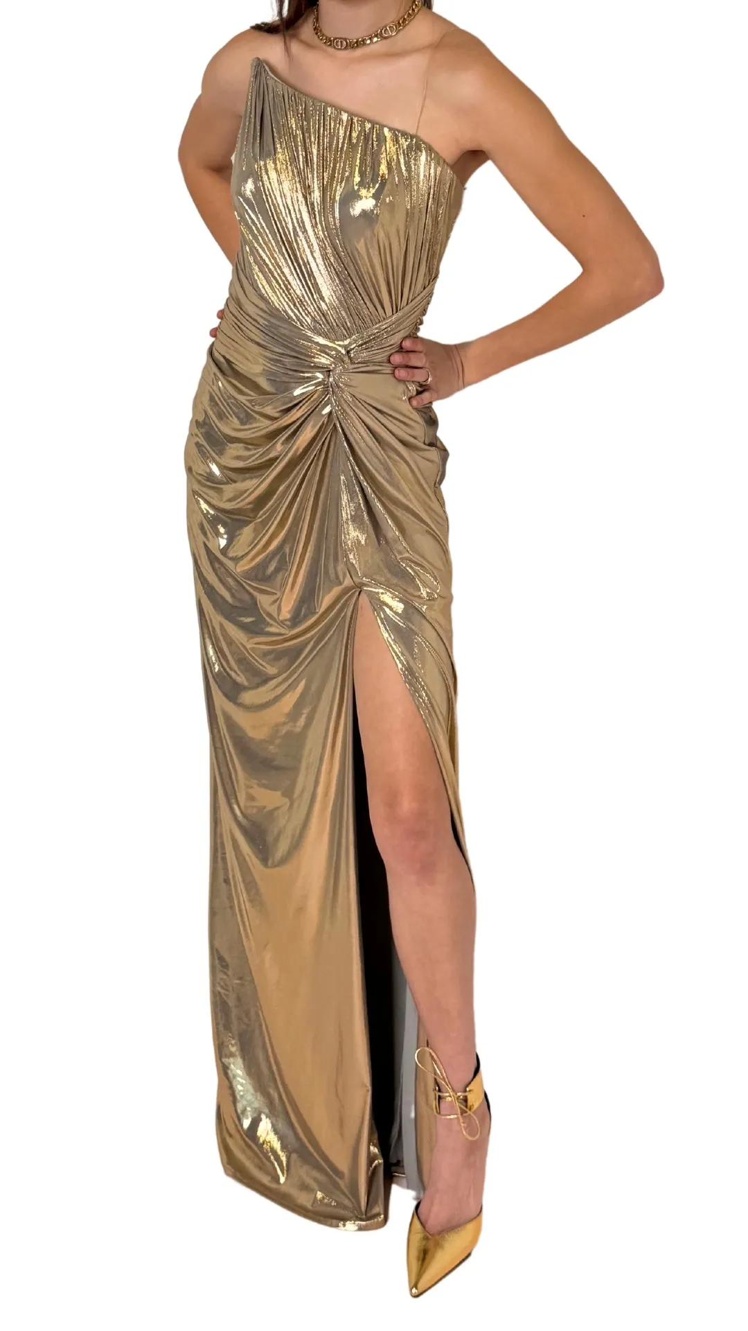 Gold Metallic Cocktail Prom Dress sold by Runaway Catalog product image thumbnail 3
