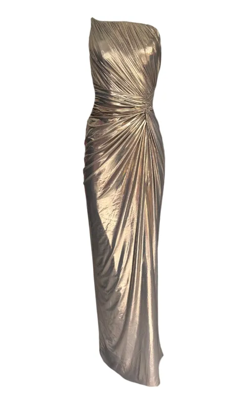 Gold Metallic Cocktail Prom Dress sold by Runaway Catalog