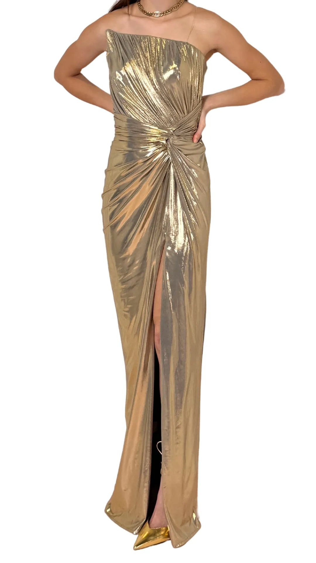 Gold Metallic Cocktail Prom Dress sold by Runaway Catalog product image thumbnail 2