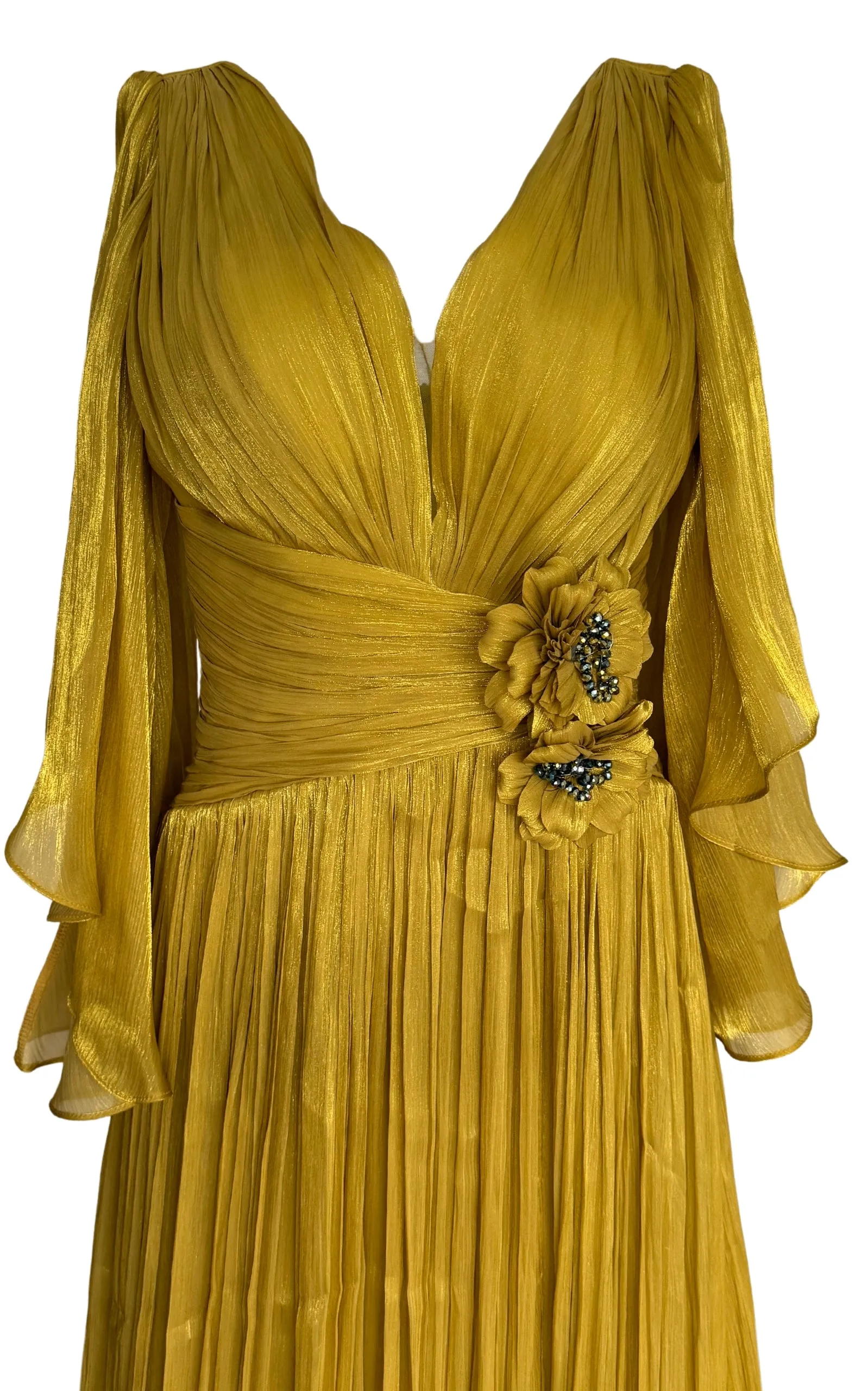 Elegant Chiffon Evening Dress Gown with Floral Brooch sold by Runaway Catalog product image thumbnail 2