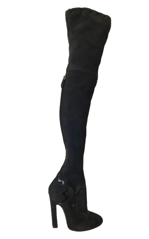 Thigh High Black Leather Studded Boots sold by Runaway Catalog