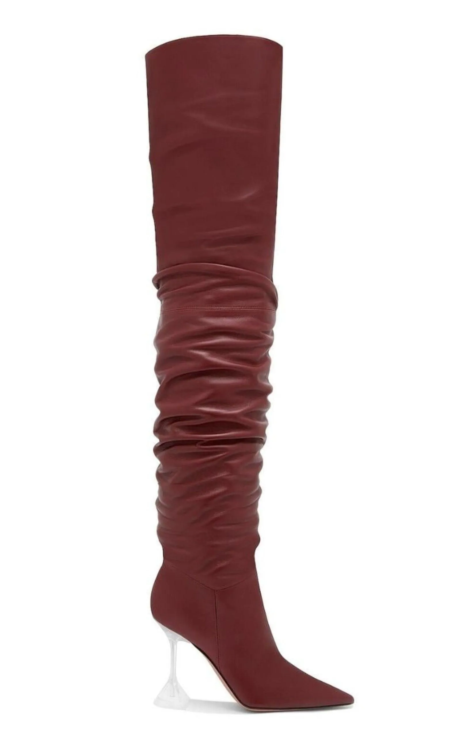 Olivia Burgundy Tall Leather Over The Knee Boots sold by Runaway Catalog