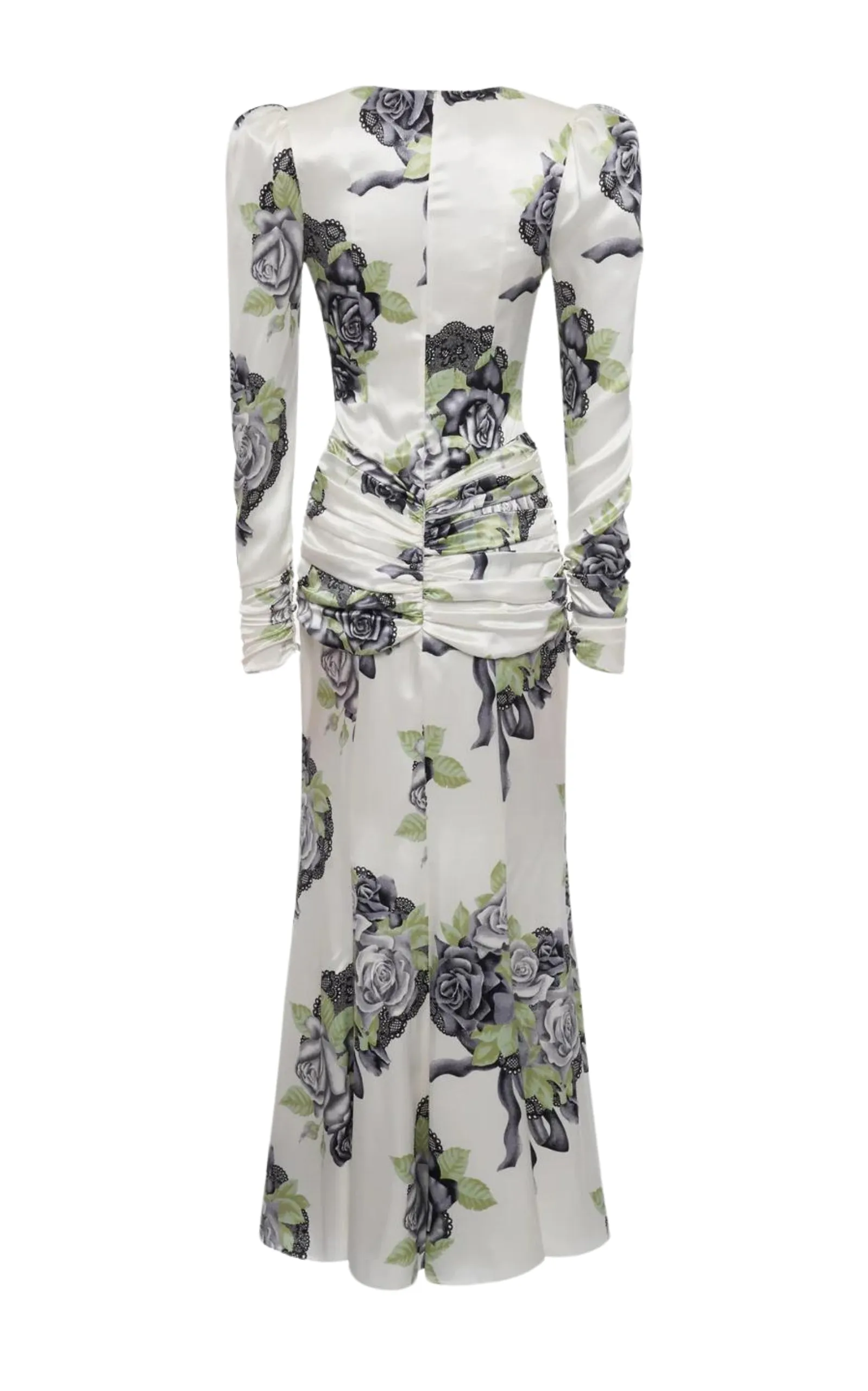 Silk Satin Rose Print Midi Dress sold by Runaway Catalog product image thumbnail 5