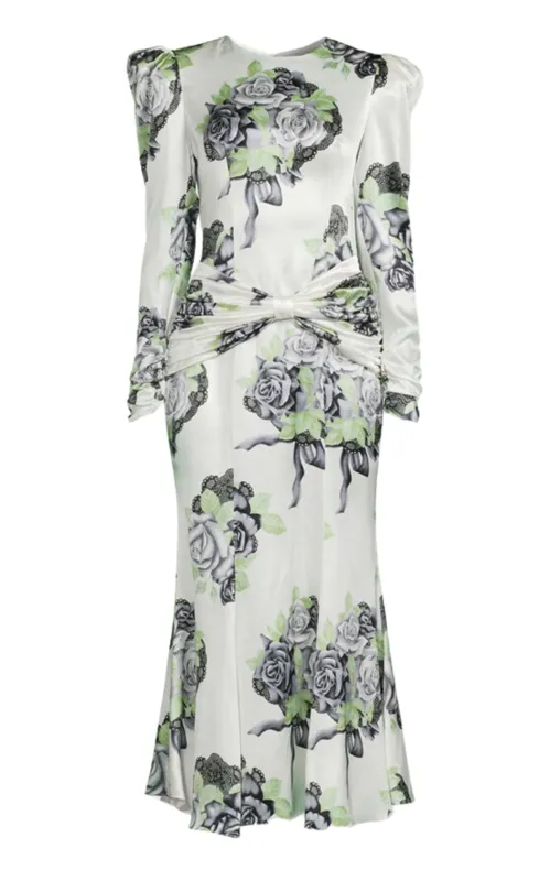 Silk Satin Rose Print Midi Dress made by Runaway Catalog