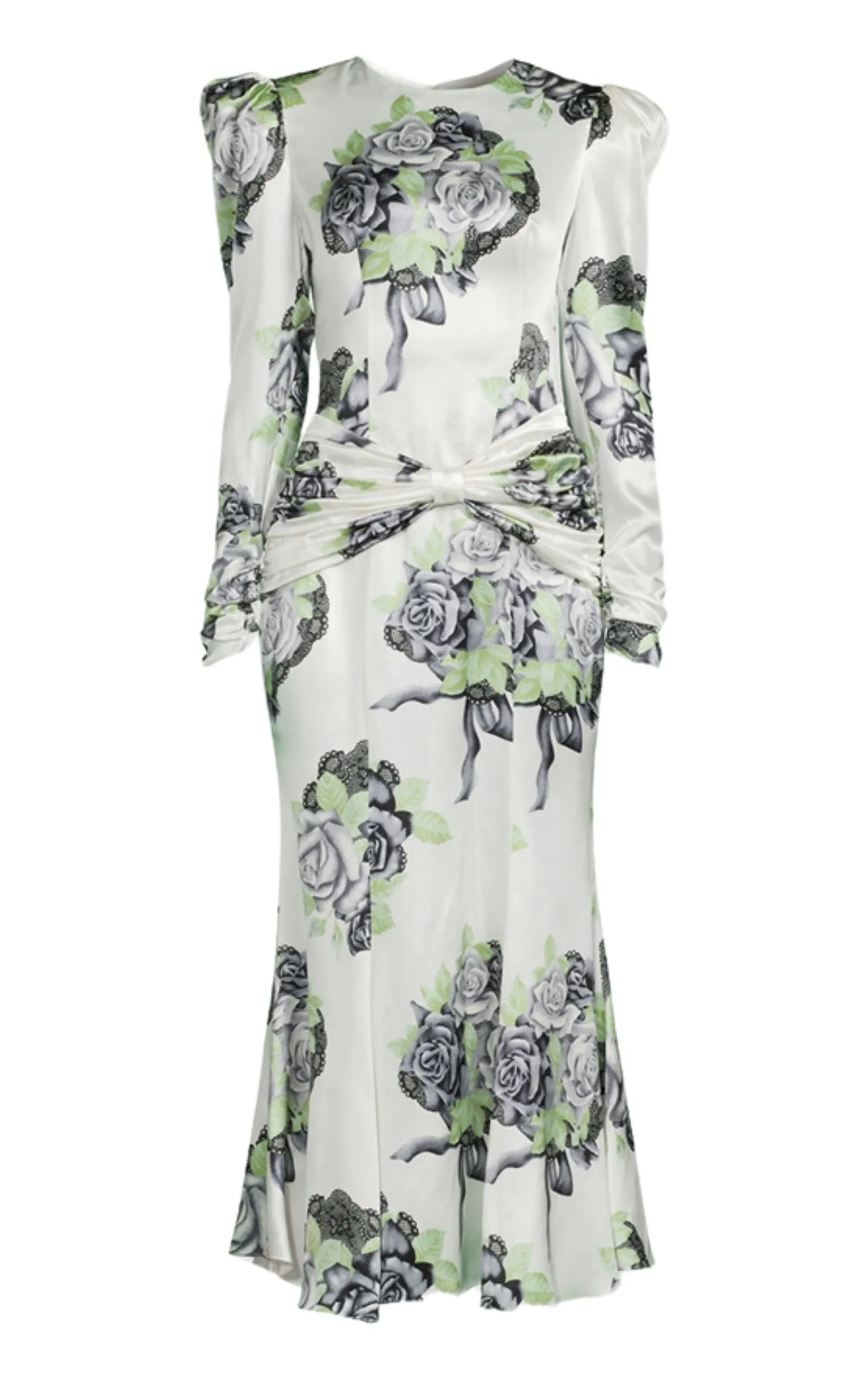 Silk Satin Rose Print Midi Dress sold by Runaway Catalog