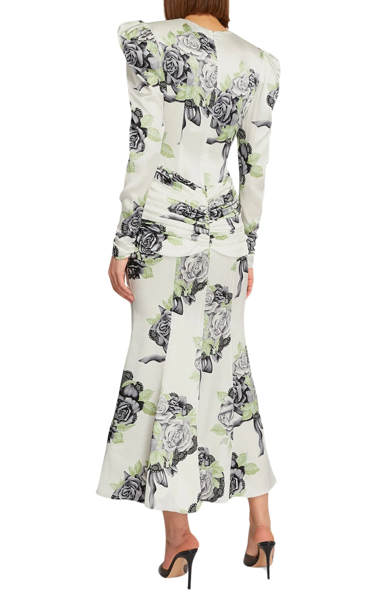 Silk Satin Rose Print Midi Dress sold by Runaway Catalog product image thumbnail 3