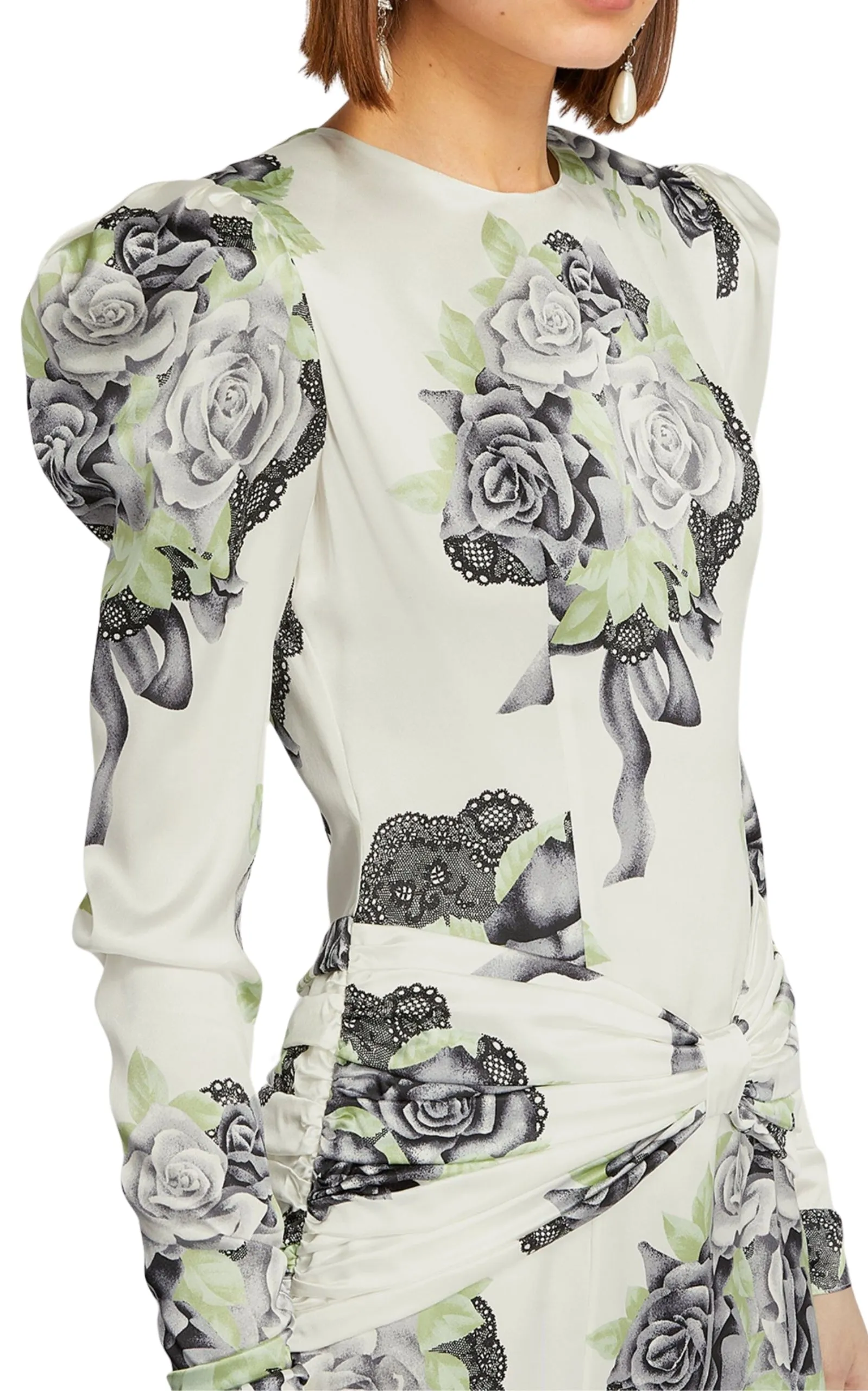 Silk Satin Rose Print Midi Dress sold by Runaway Catalog product image thumbnail 4