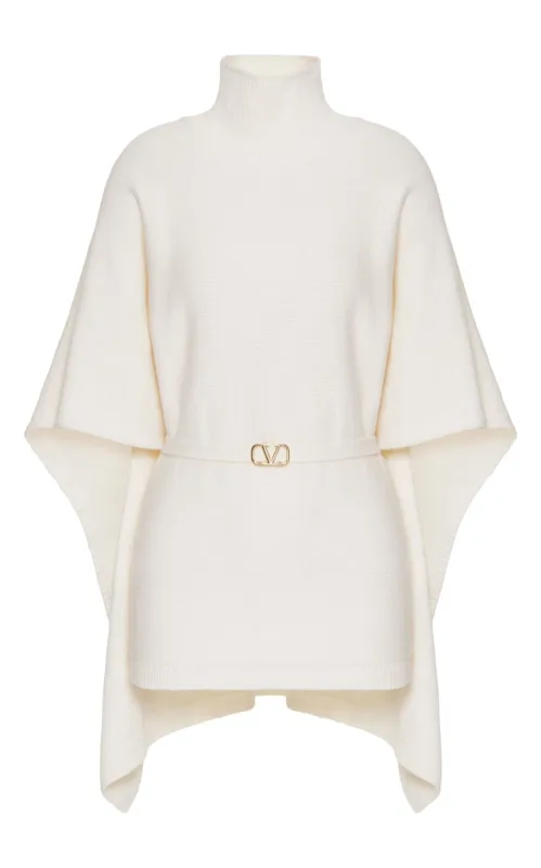 Caped Virgin Wool Turtleneck Sweater made by Valentino