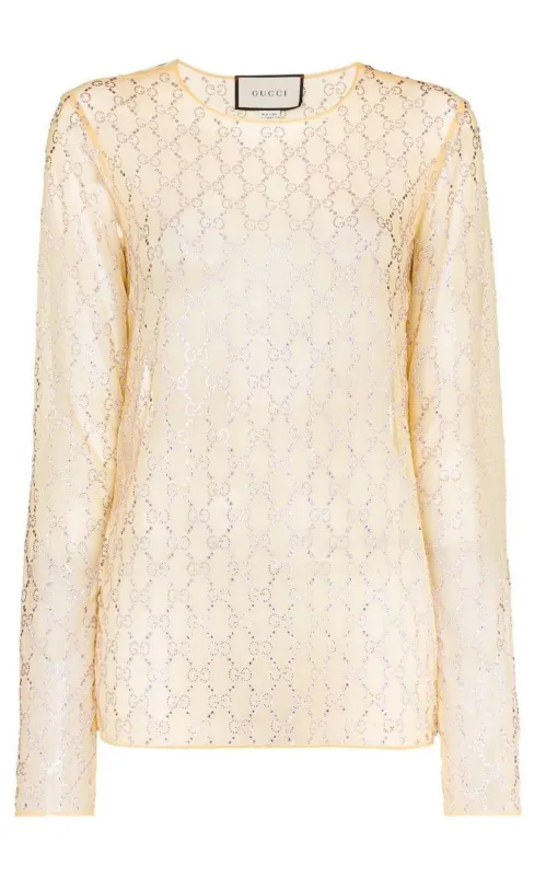 Crystal Embroidered Sheer Tulle Top sold by Runaway Catalog