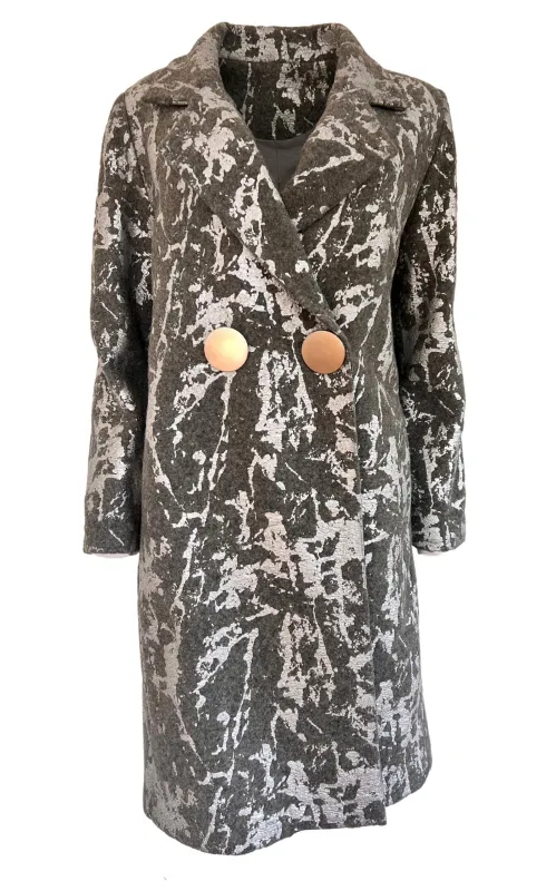 Silver Print Wool Blend Trench Coat made by Runaway Catalog