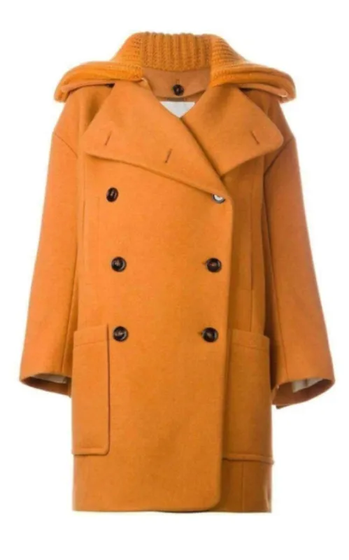 Rib Knit Collar Double Breasted Wool Coat sold by Runaway Catalog