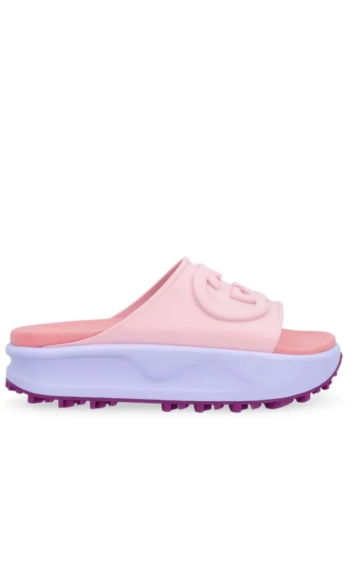 Miami GG-Embossed Pink Rubber Slides sold by Runaway Catalog
