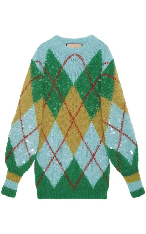 Sequinned Argyle Jumper Dress sold by Runaway Catalog