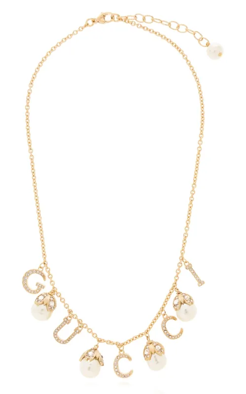 Logo Pearl Embellished Necklace sold by Runaway Catalog