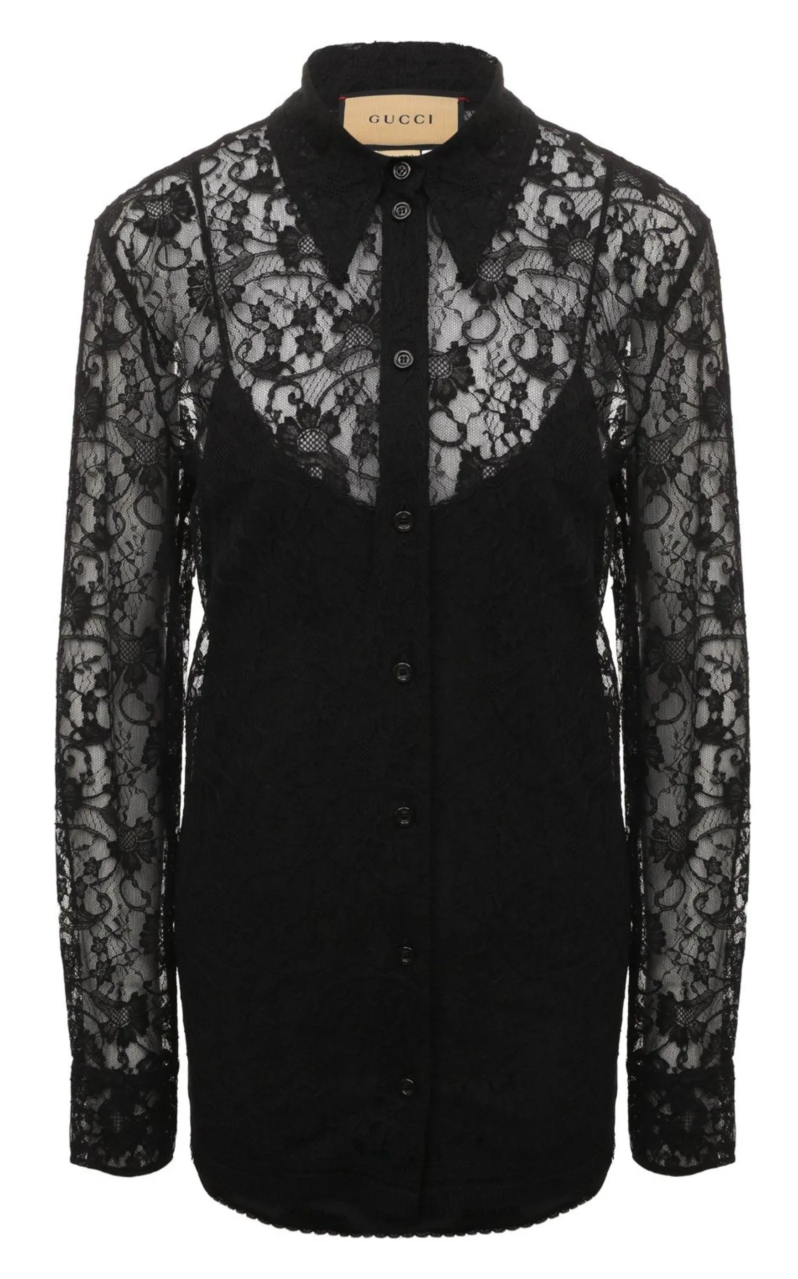 Black Lace Floral Motif Shirt sold by Runaway Catalog