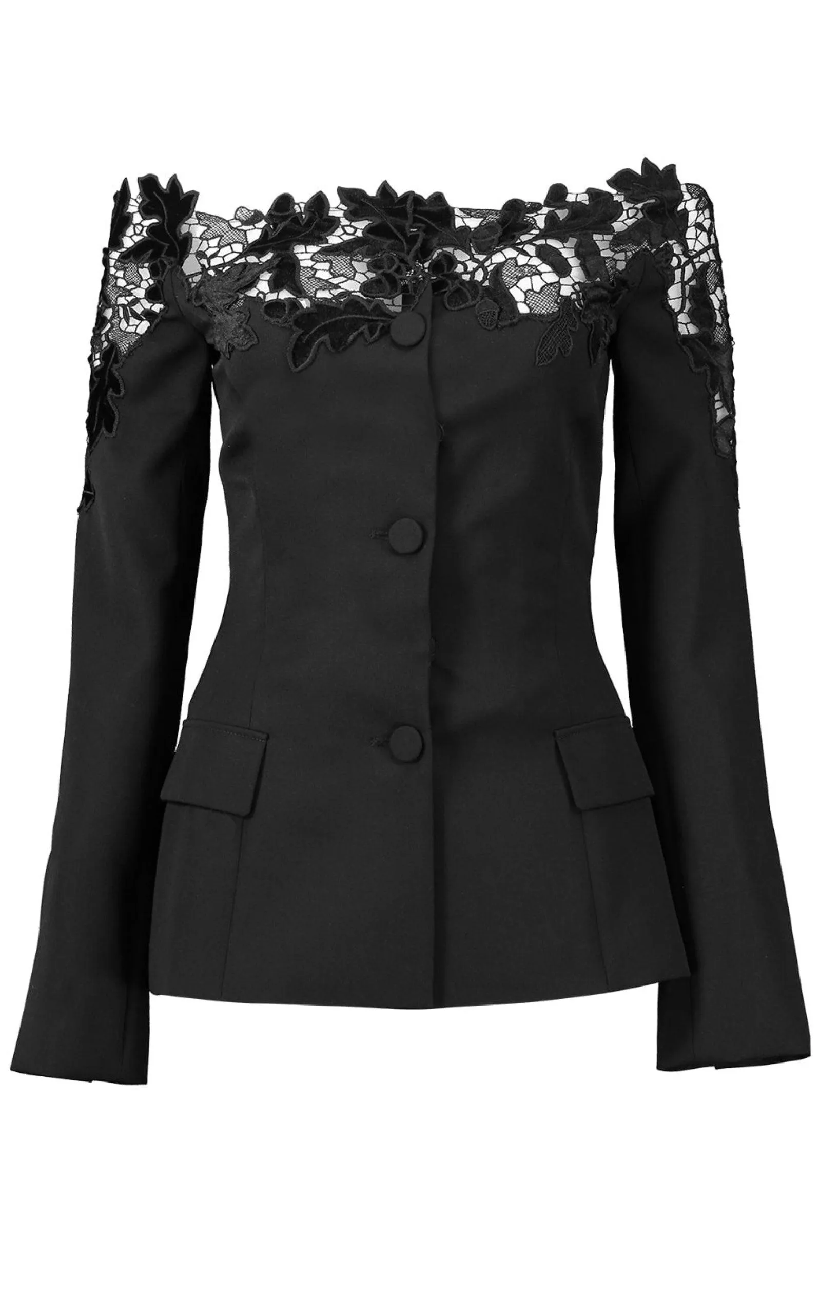 Off-Shoulder Velvet Guipure Lace Blazer sold by Runaway Catalog