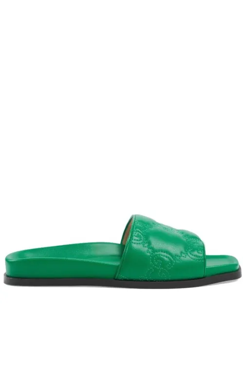 Gg Matelassé Slide Sandal In Green sold by Runaway Catalog