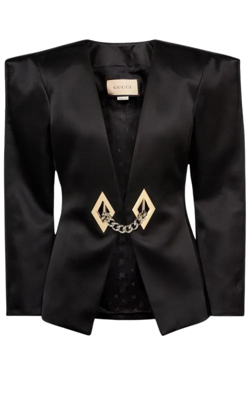 Chain Trimmed Satin Blazer sold by Runaway Catalog