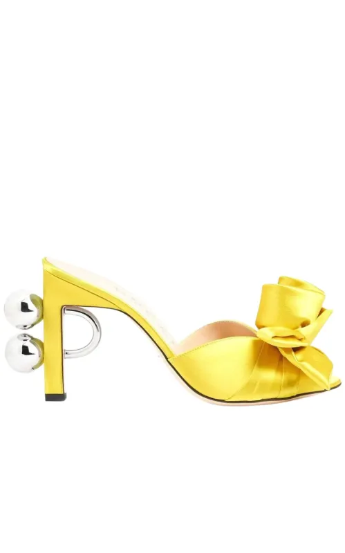 Shawana Satin Flower Mules in Yellow sold by Runaway Catalog