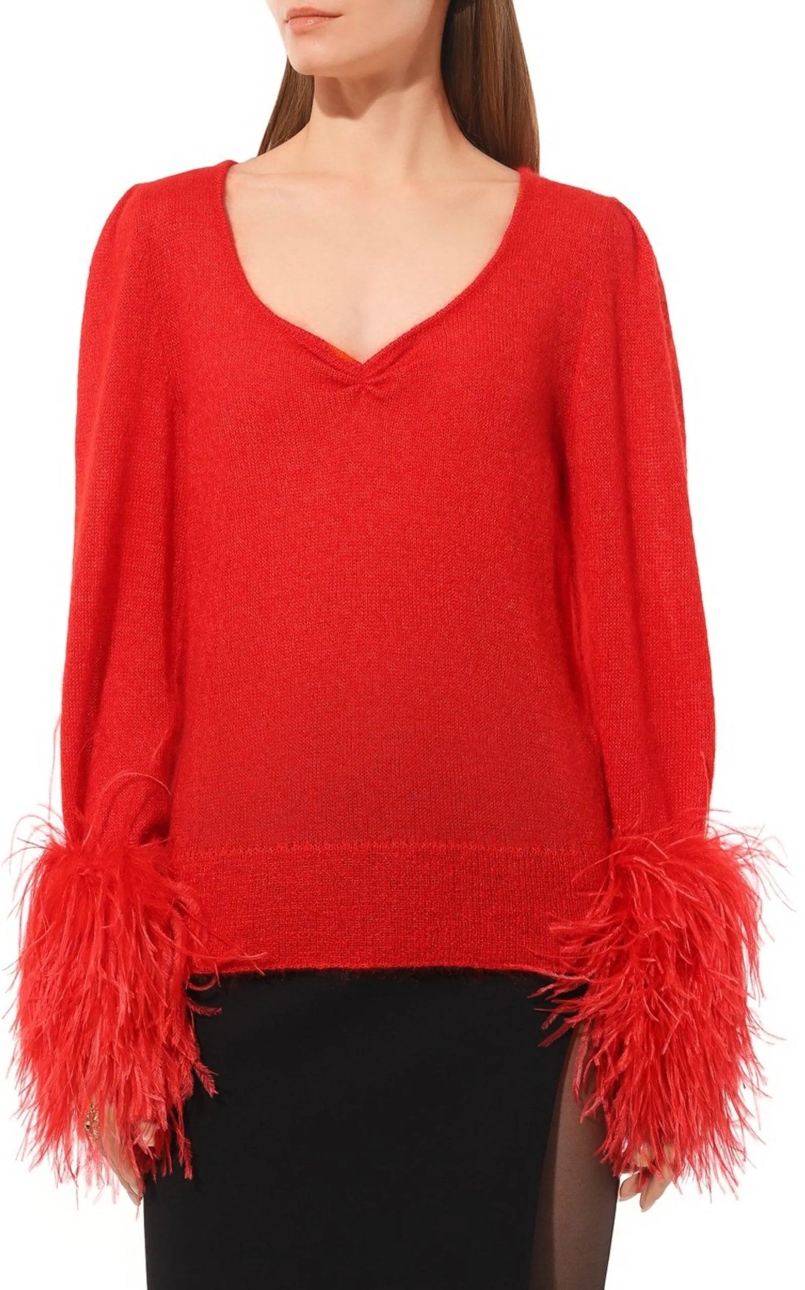 Red Feather Cuff Mohair Sweater sold by Runaway Catalog product image thumbnail 3