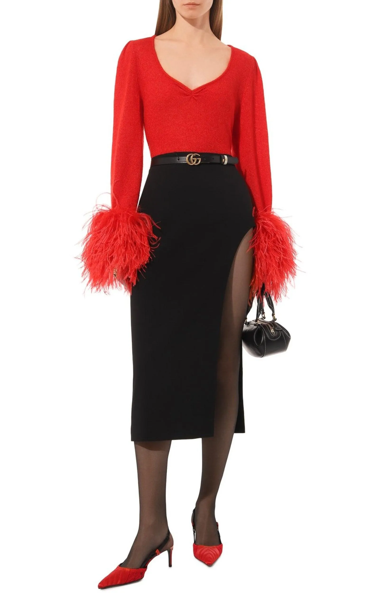 Red Feather Cuff Mohair Sweater sold by Runaway Catalog product image thumbnail 2