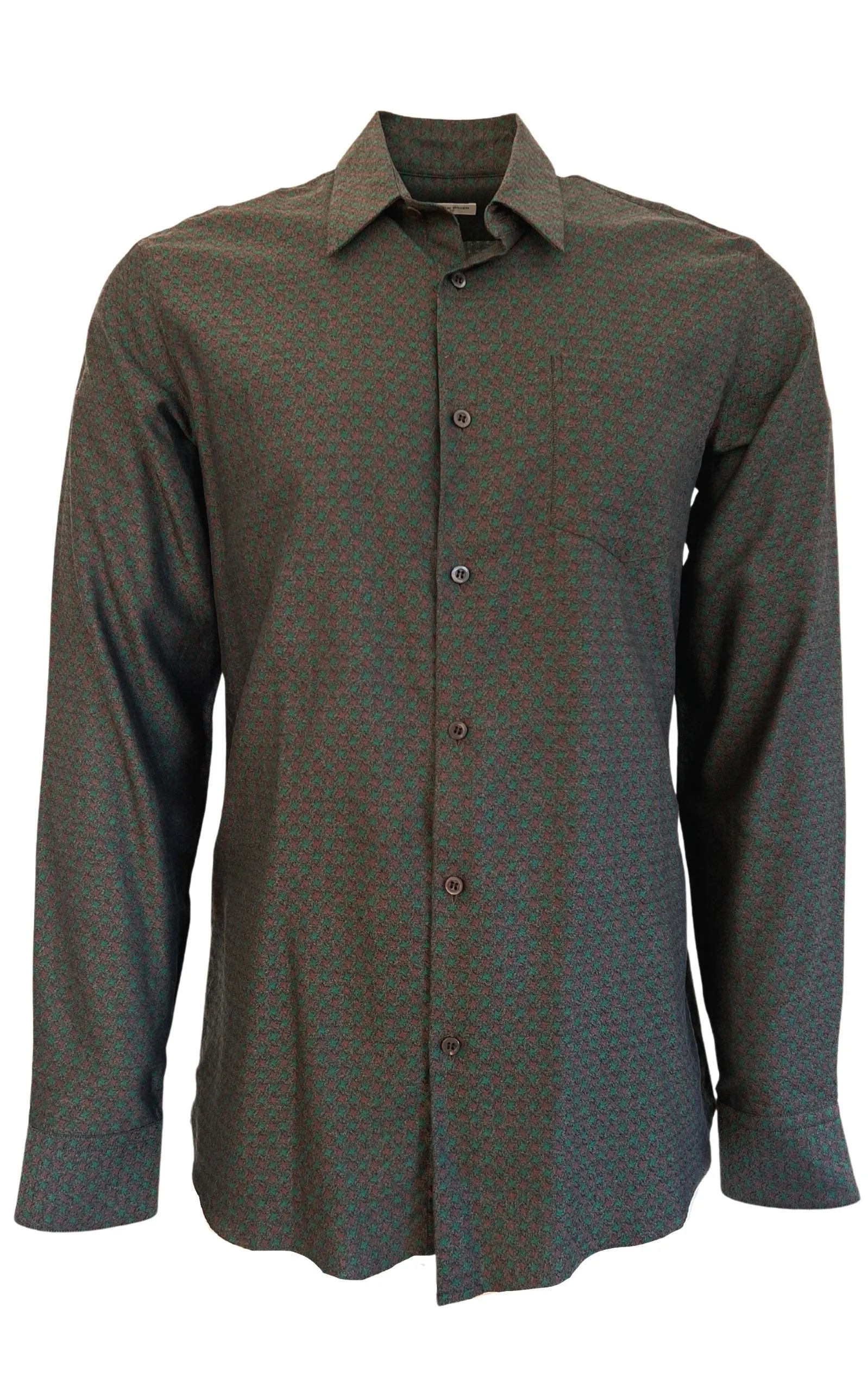 Curley Print Green Cotton Shirt sold by Runaway Catalog