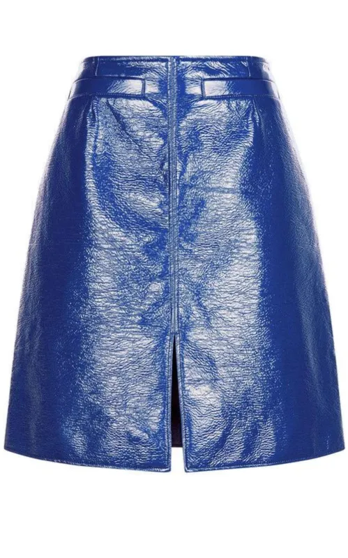 Blue Vinyl A-Line Skirt made by Courreges