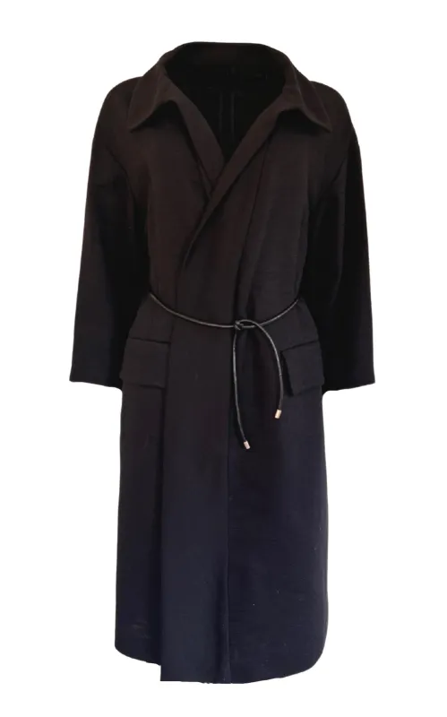 Black Cotton Three-Quarter Coat sold by Runaway Catalog