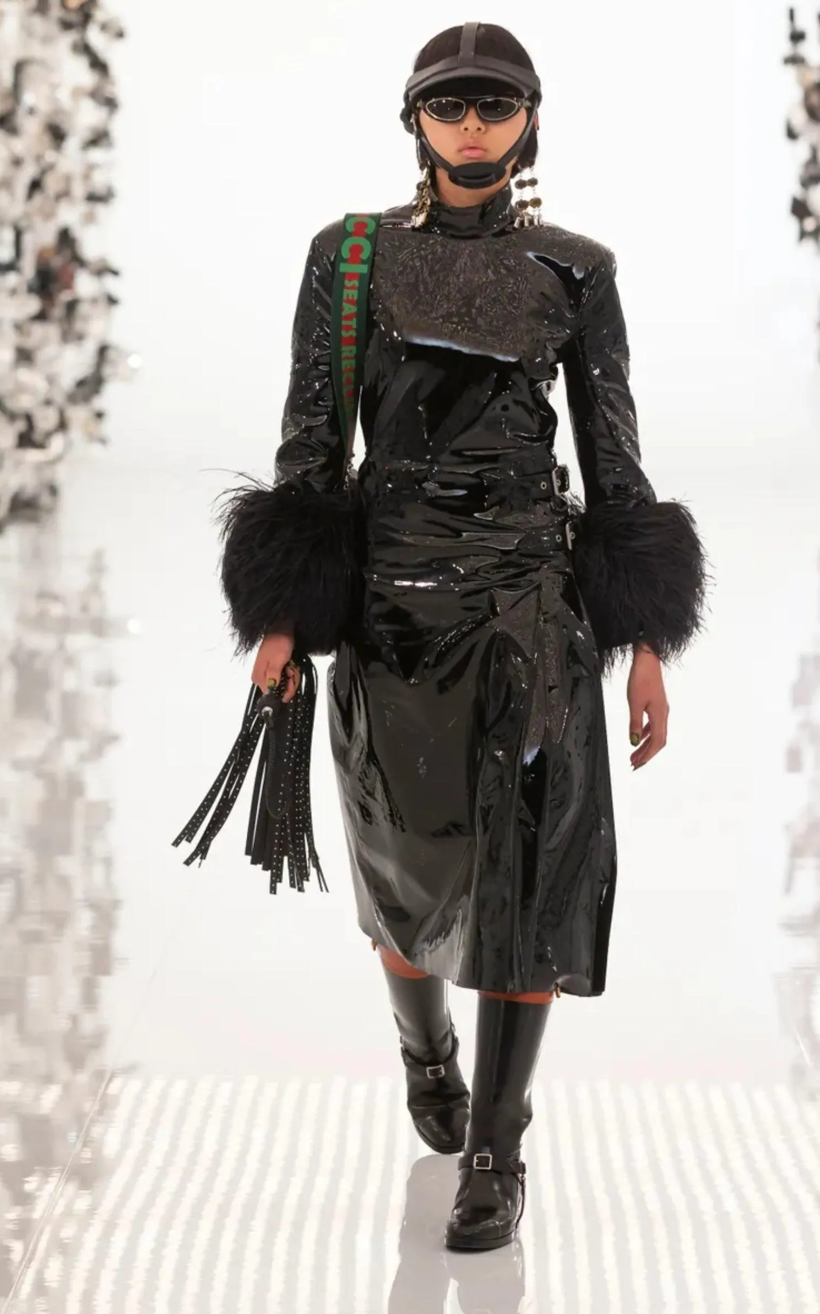 High Waisted Black Vinyl Midi Skirt sold by Runaway Catalog product image thumbnail 2