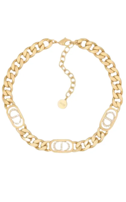 Gold-Finish Metal and White Crystals made by Dior