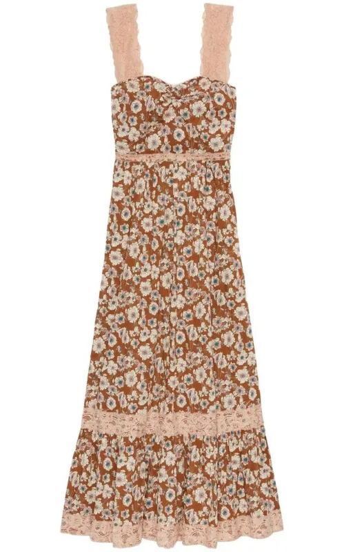 Floral-print Lace-trimmed Twill Dress sold by Runaway Catalog