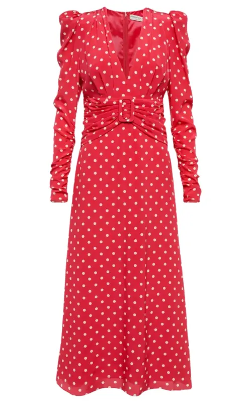 Midi Polka Dot Print Silk Dress sold by Runaway Catalog