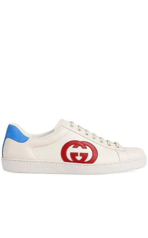 White GG Ace Leather Sneakers - Men's sold by Runaway Catalog