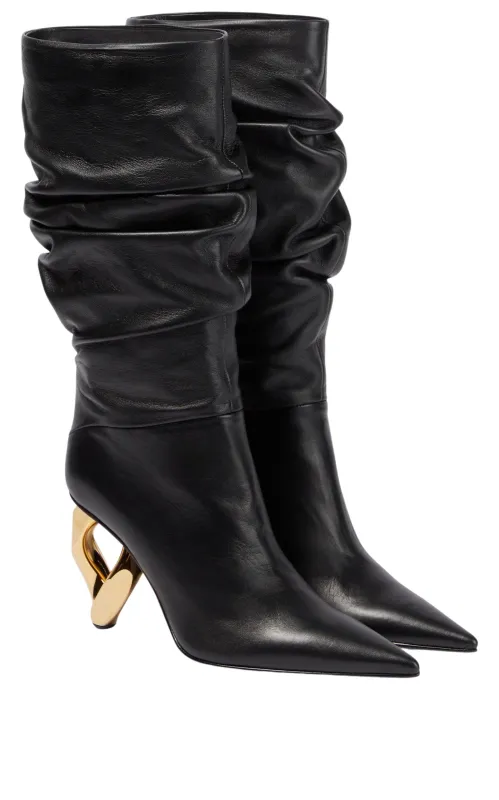 Chain Leather Heeled Boots sold by Runaway Catalog