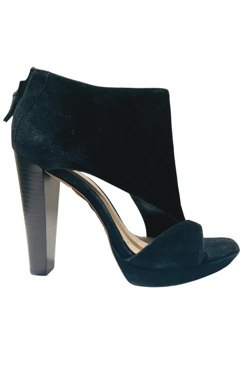 Black Suede Cutout Stiletto Bootie sold by Runaway Catalog